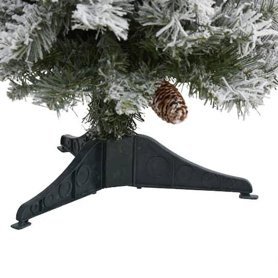 3ft. Pre-Lit Flocked White River Mountain Pine & Pinecones Artificial Christmas Tree with Clear LED Lights